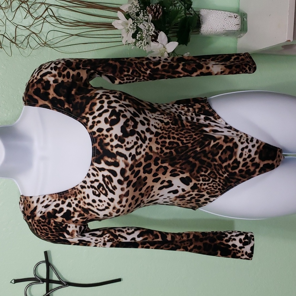 SEDUCTION leopard long sleeve bodysuit
